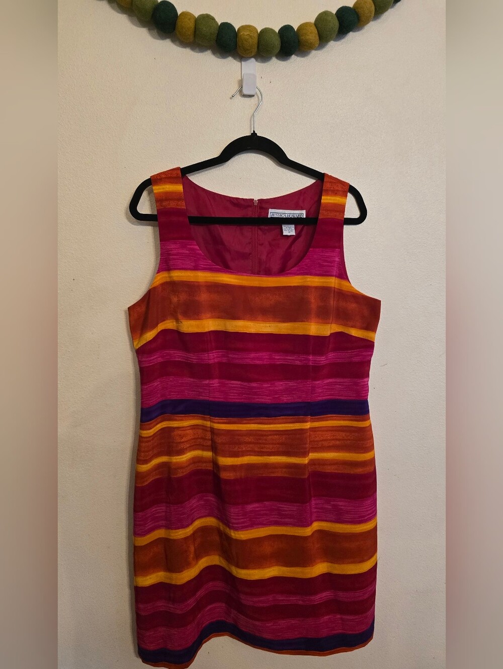 Jessica Howard Sheath Dress Lined Midi Women Sz 16 Magenta Orange Purple